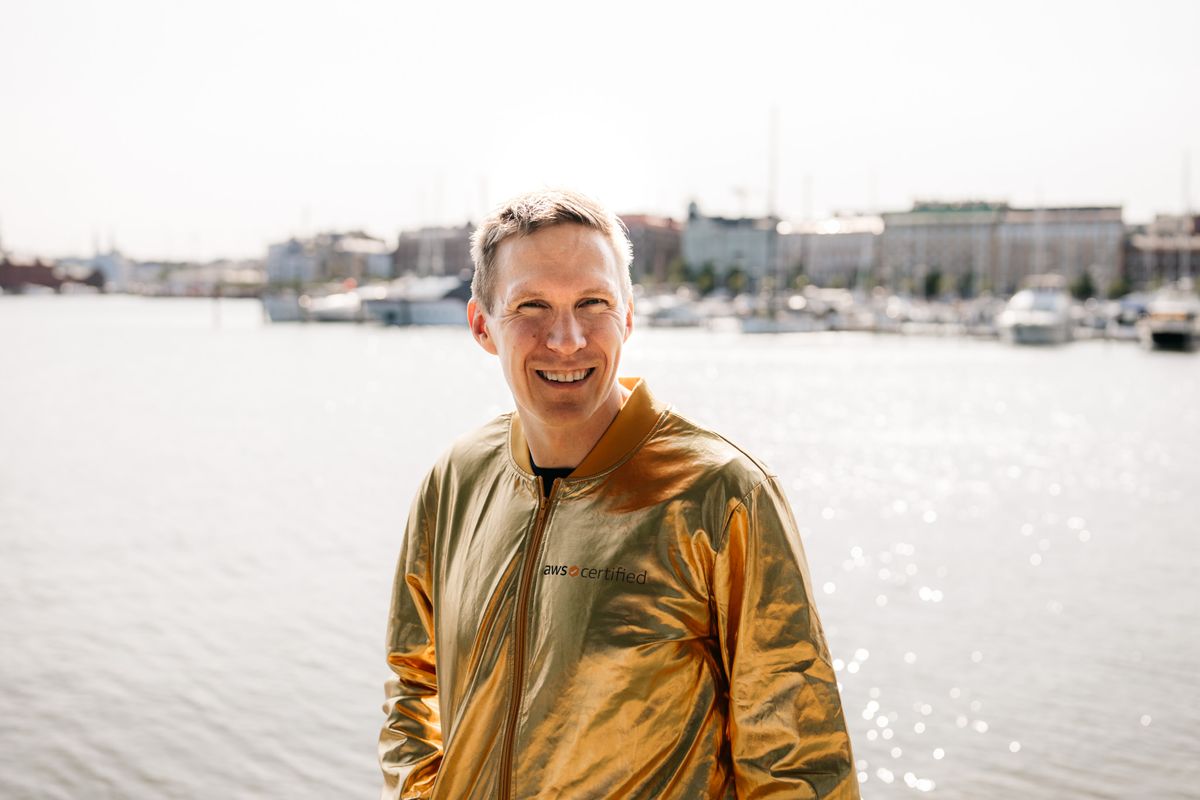 Jani Flaaming wearing his AWS Golden Jacket Jani Flaaming wearing his AWS Golden Jacket